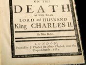 Aphra Behn's poem on the death of Charles II (1685)