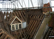 Roof stripped off to reveal the timbers beneath